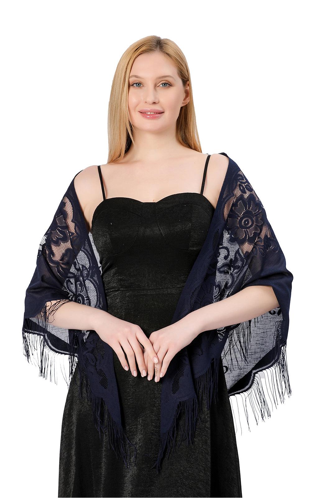 Lace Shawl with Tassels CJ0104 - COCOMELODY
