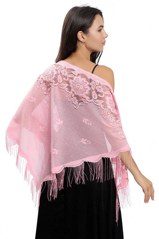 Lace Shawl with Tassels CJ0104 - COCOMELODY