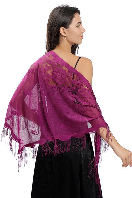 Lace Shawl with Tassels CJ0104 - COCOMELODY