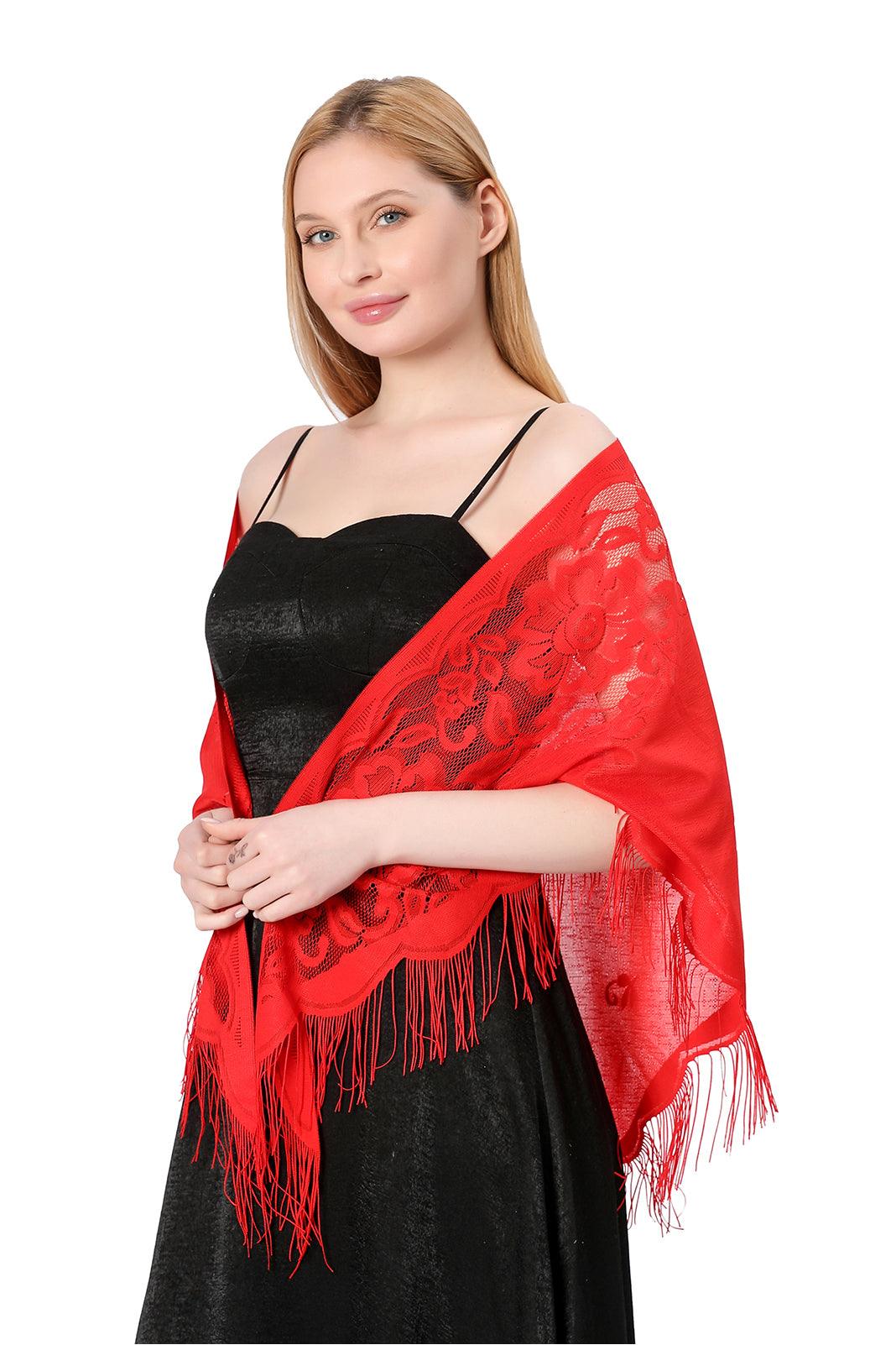 Lace Shawl with Tassels CJ0104 - COCOMELODY