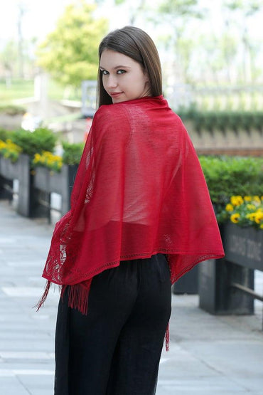 Lace Shawl with Tassels CJ0107 - COCOMELODY