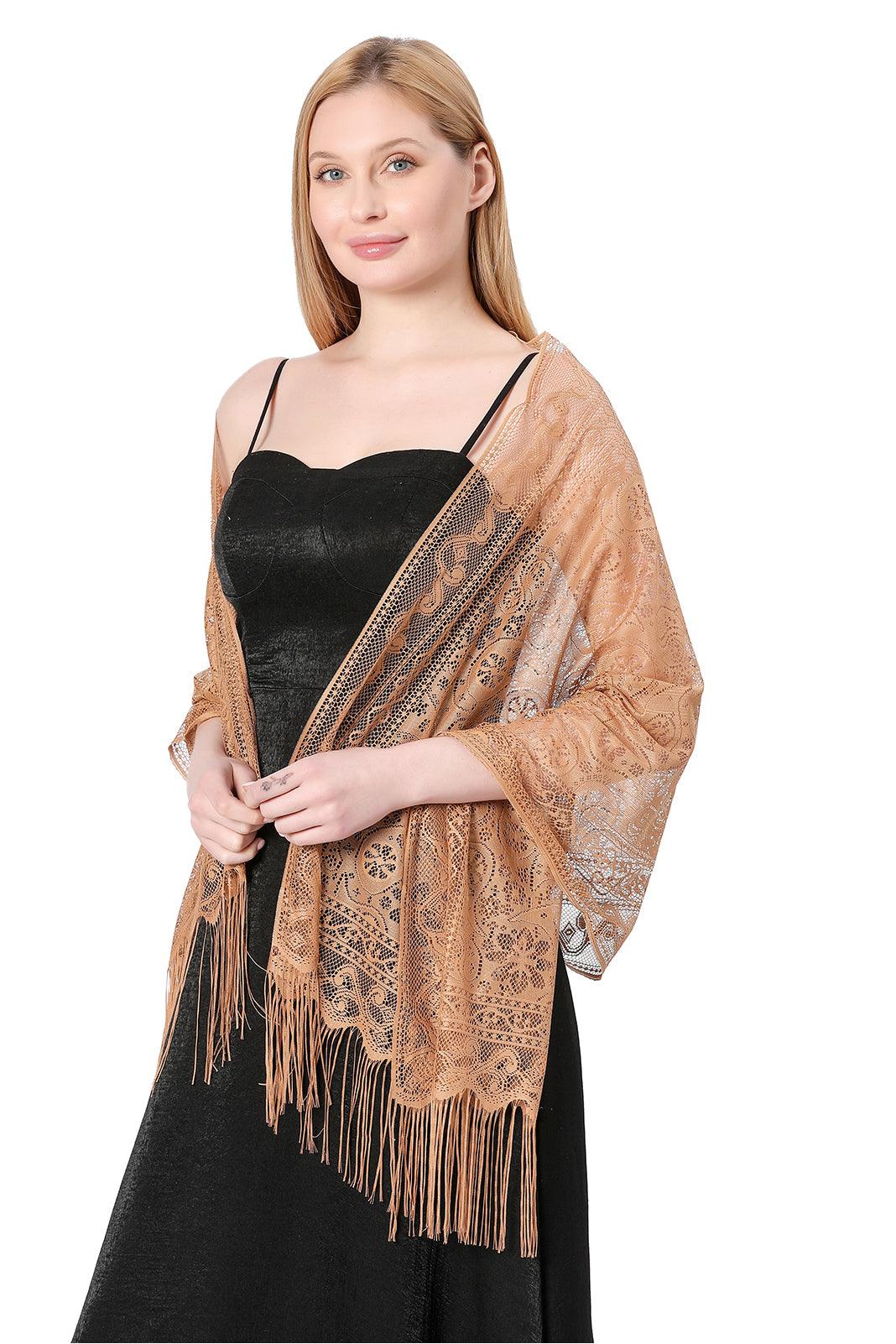 Lace Shawl with Tassels CJ0110 - COCOMELODY