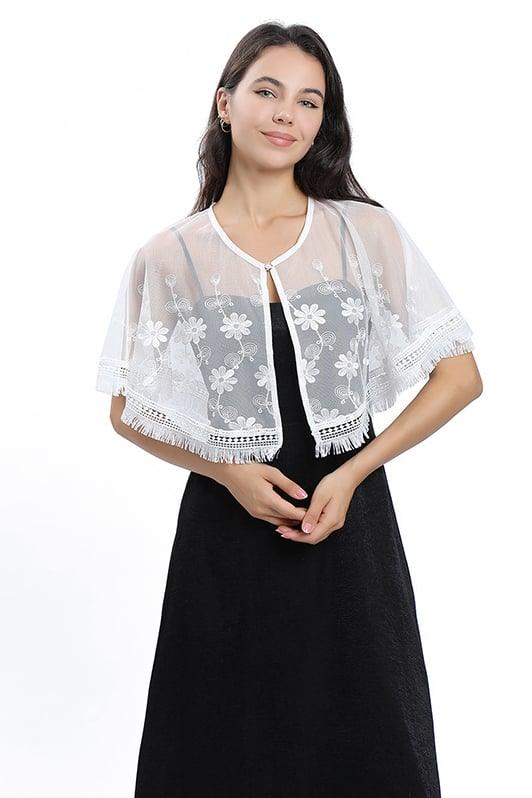 Lace Shawl with Tassels CJ0120 - COCOMELODY
