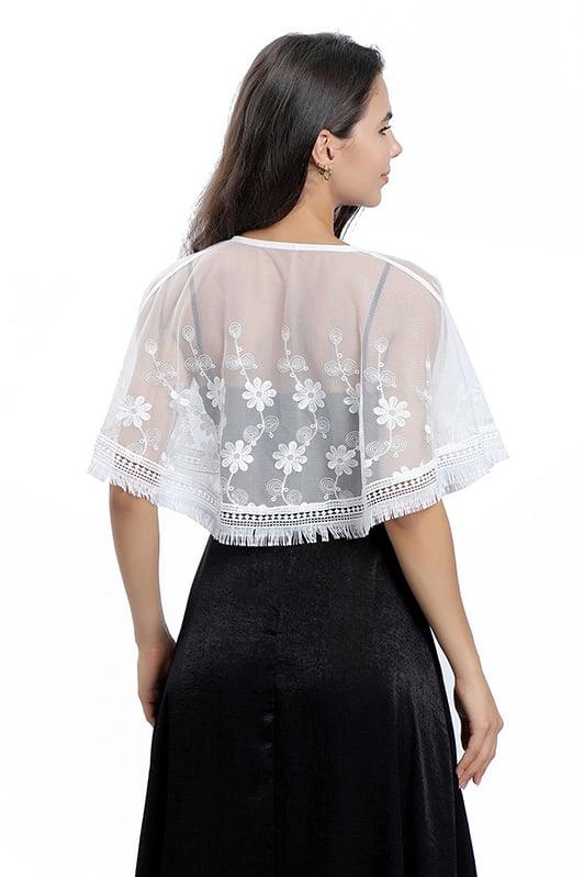 Lace Shawl with Tassels CJ0120 - COCOMELODY