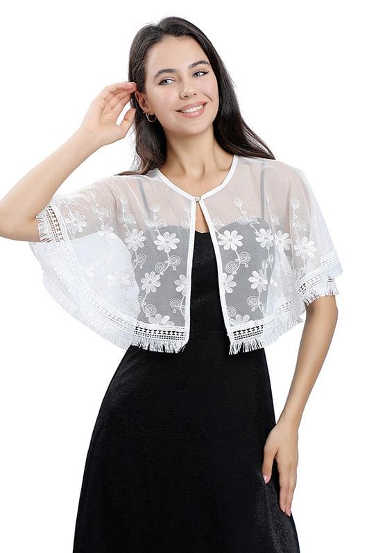 Lace Shawl with Tassels CJ0120 - COCOMELODY