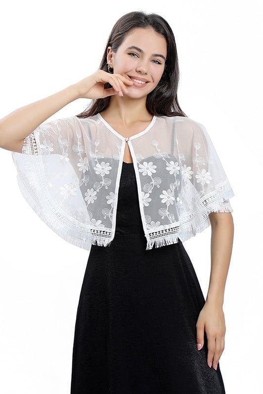 Lace Shawl with Tassels CJ0120 - COCOMELODY