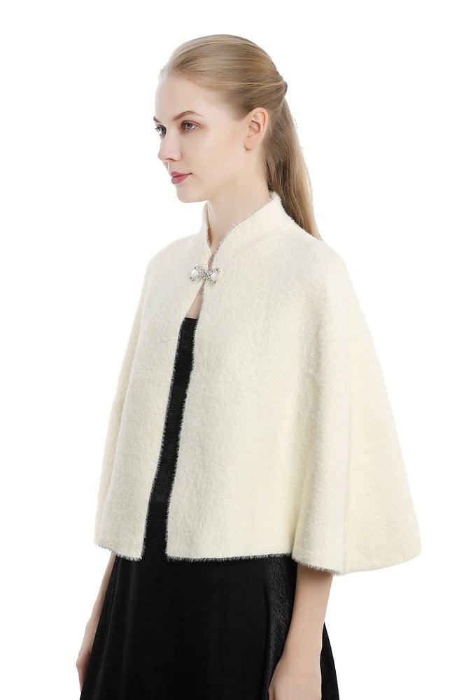 Faux Fur Shawl with Clasp CJ0121 - COCOMELODY