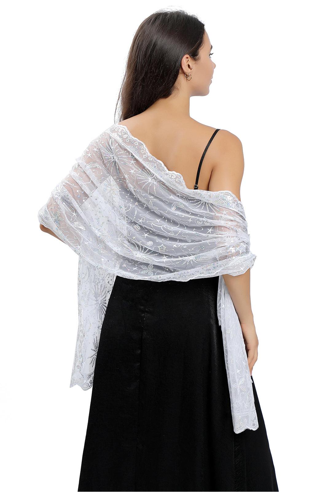 Lace Shawl with Sequined CJ0137 - COCOMELODY
