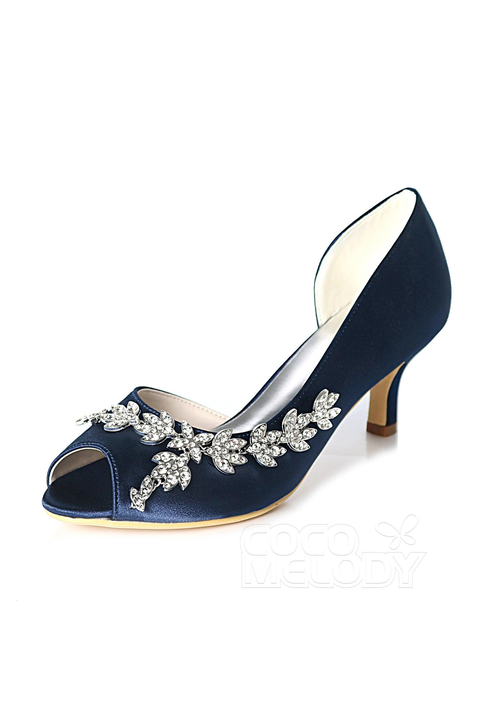 Low Heel Silk-Like Peep Toe Dress Shoes CK0061 - COCOMELODY