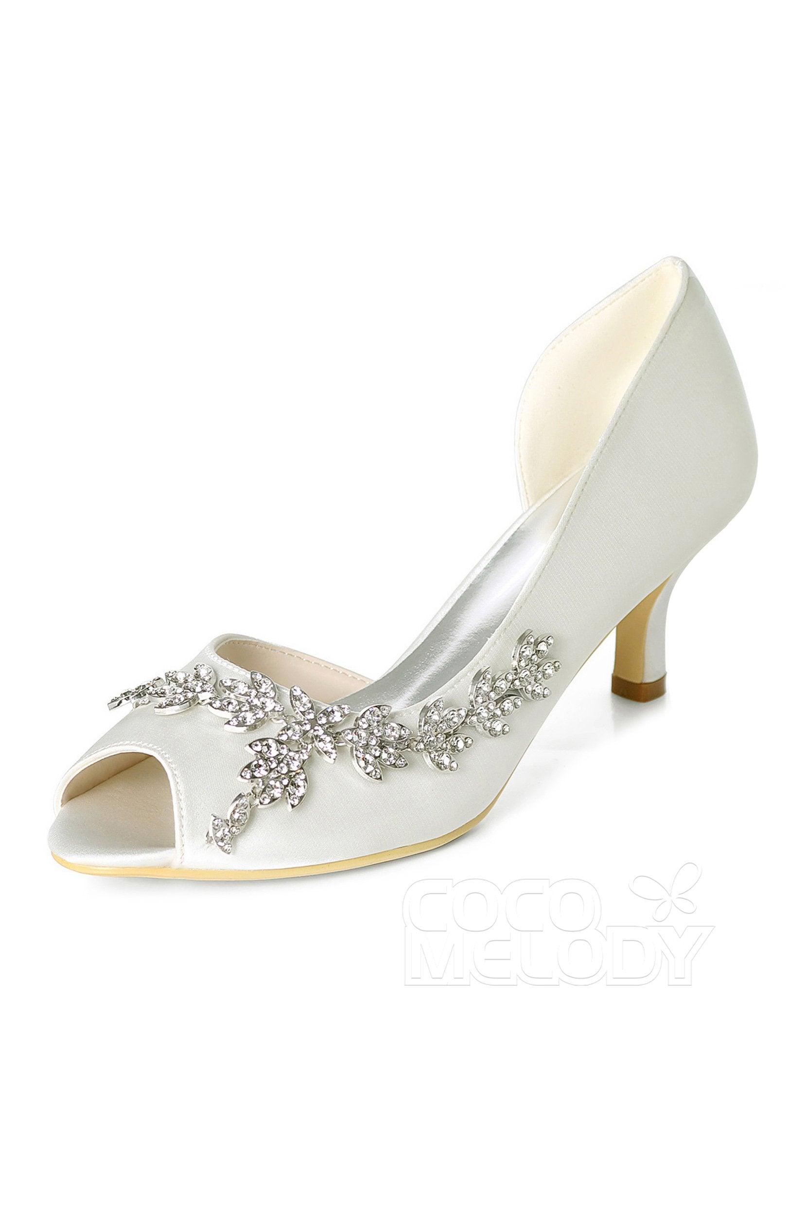 Low Heel Silk-Like Peep Toe Dress Shoes CK0061 - COCOMELODY