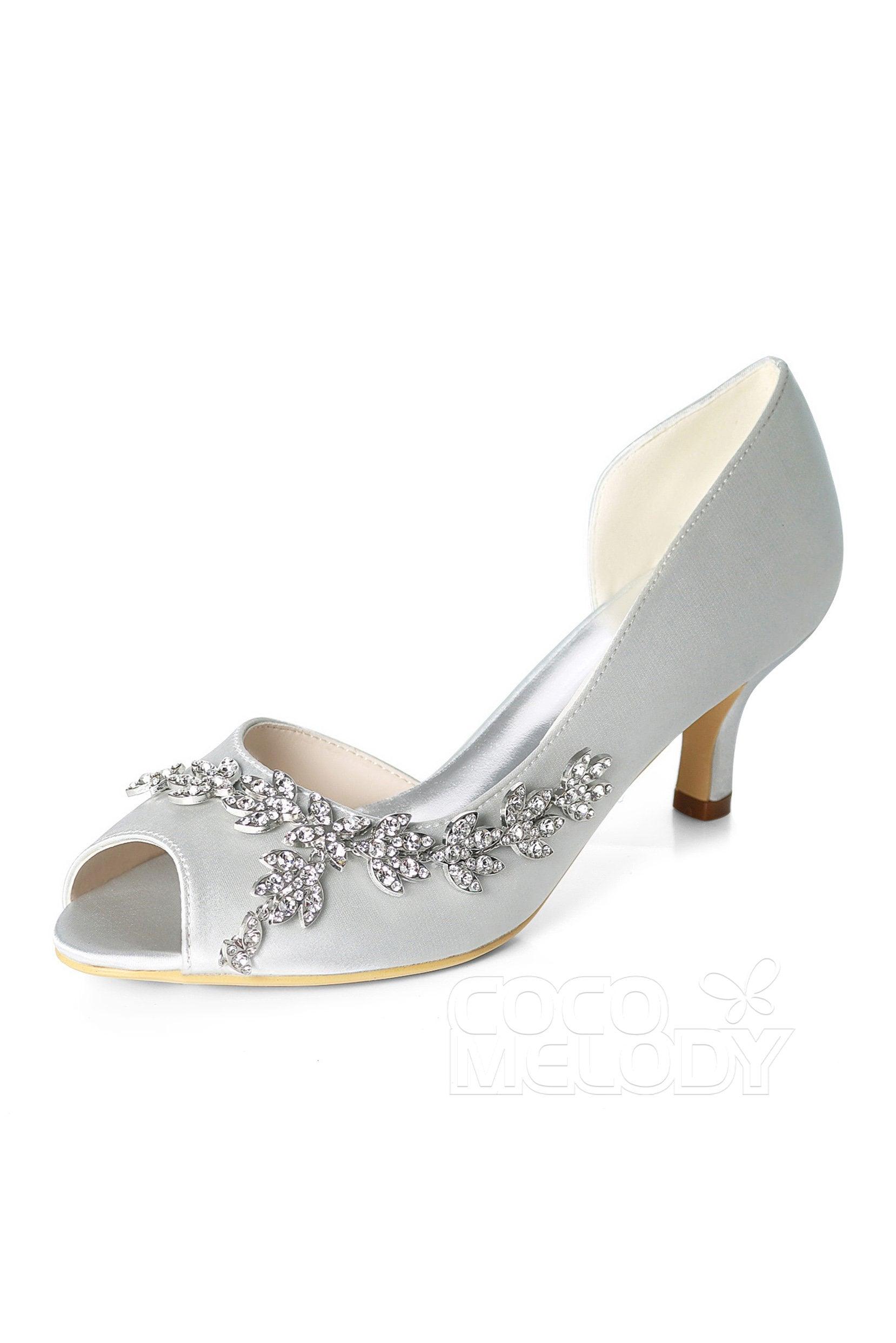 Low Heel Silk-Like Peep Toe Dress Shoes CK0061 - COCOMELODY