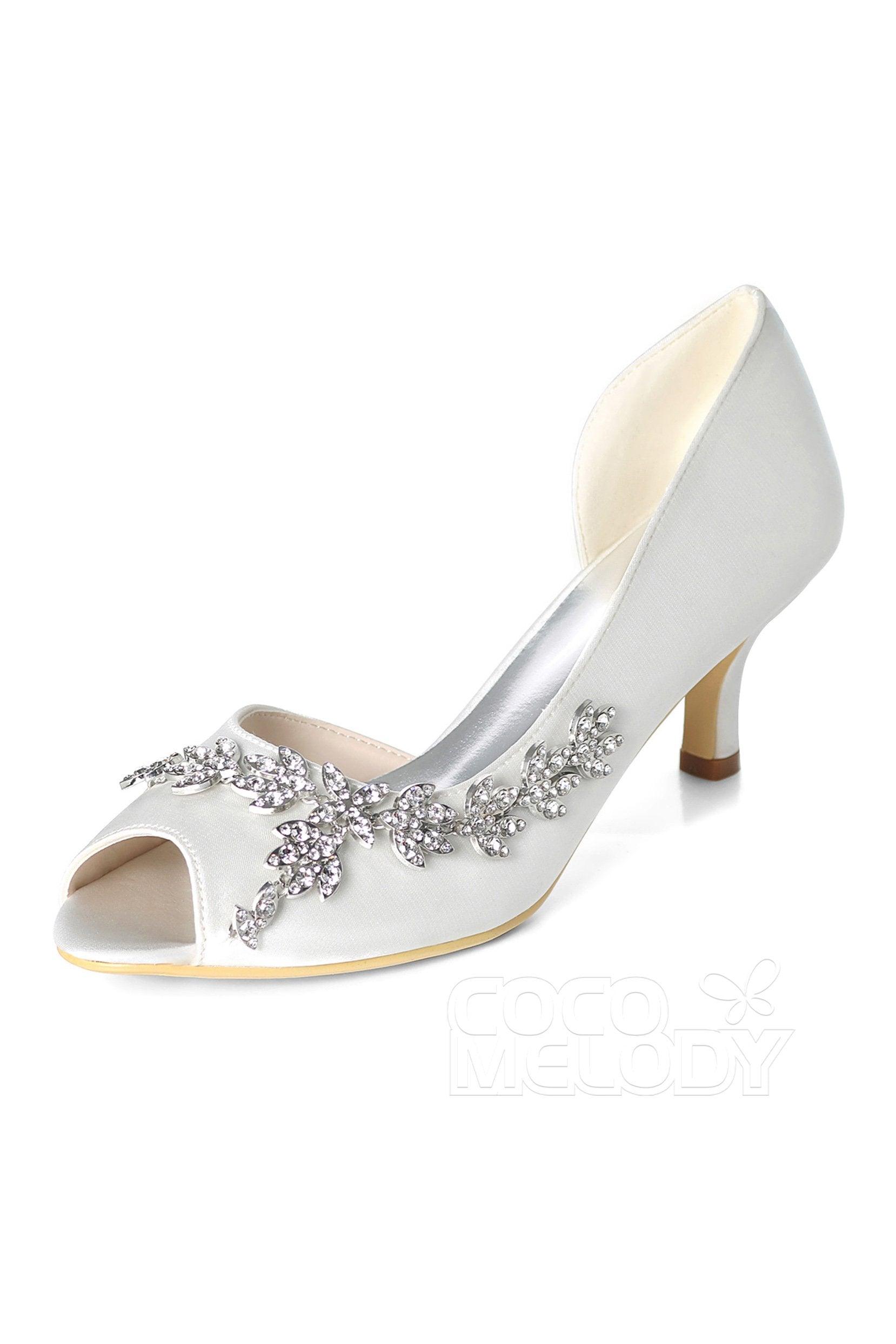 Low Heel Silk-Like Peep Toe Dress Shoes CK0061 - COCOMELODY