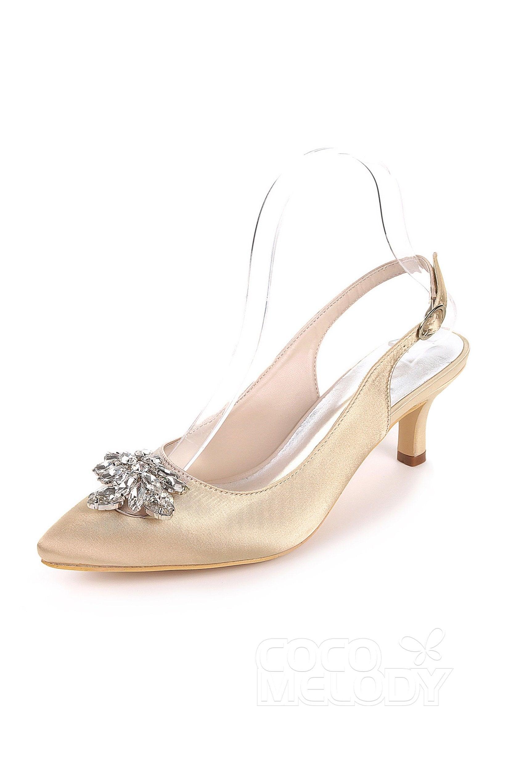 Low Heel Silk-Like Sling Back Dress Shoes CK0064 - COCOMELODY