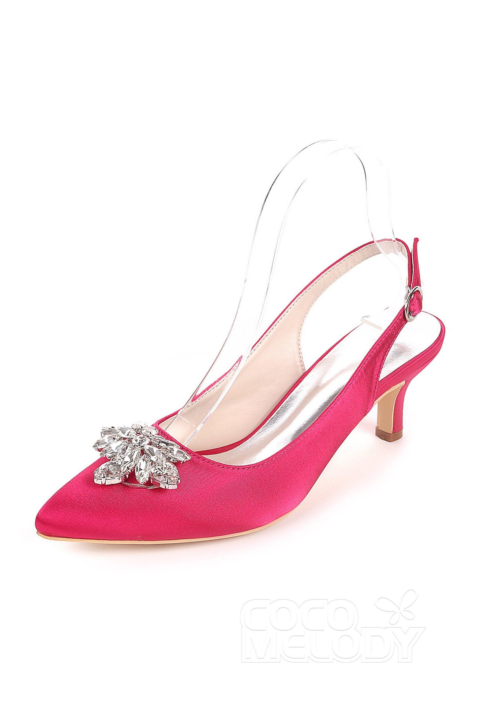 Low Heel Silk-Like Sling Back Dress Shoes CK0064 - COCOMELODY