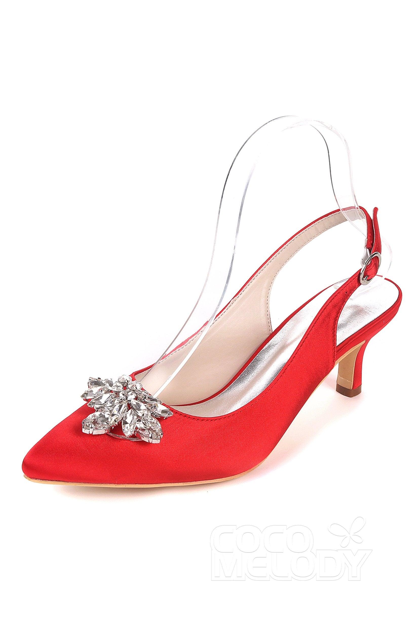 Low Heel Silk-Like Sling Back Dress Shoes CK0064 - COCOMELODY