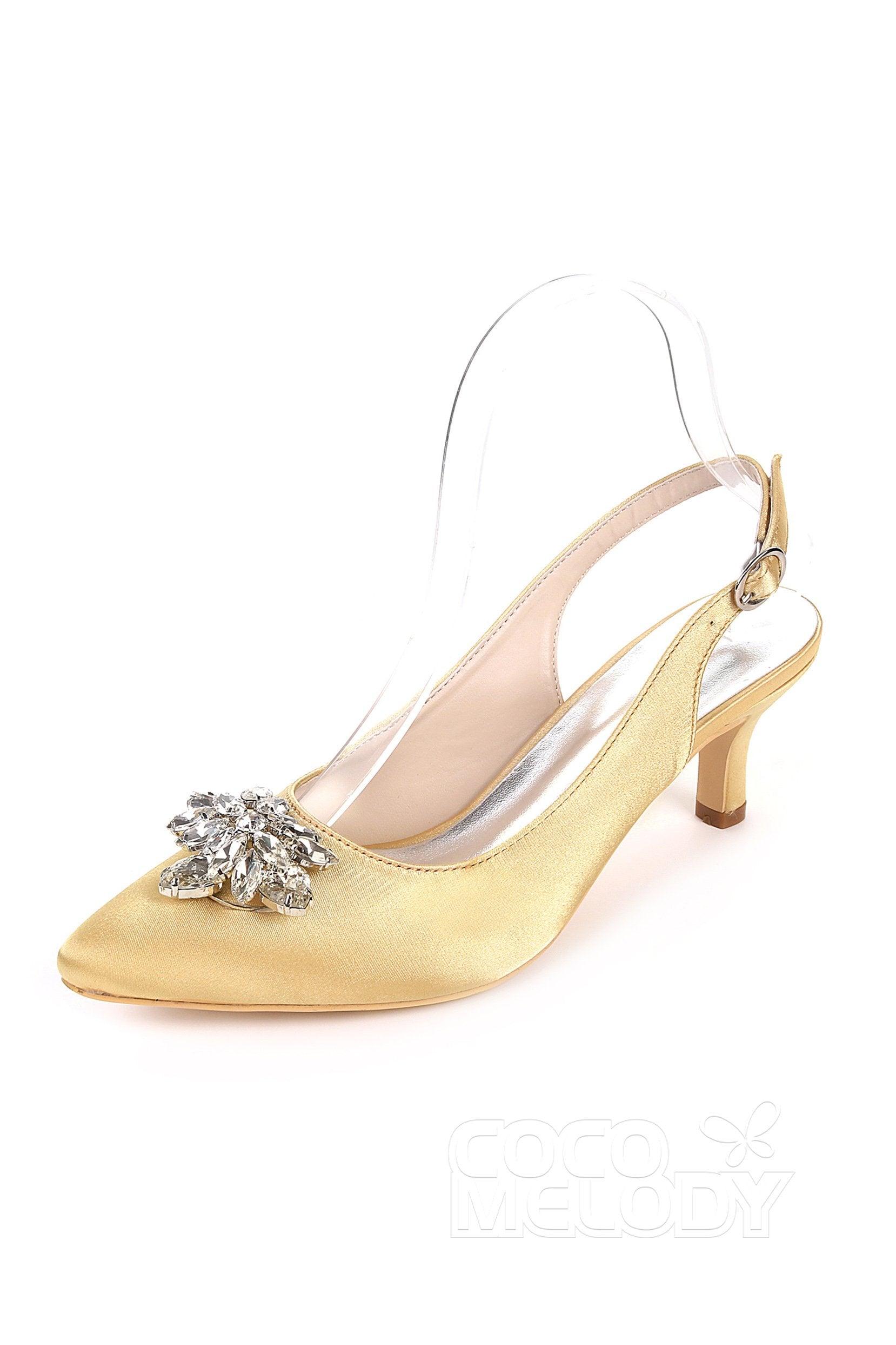 Low Heel Silk-Like Sling Back Dress Shoes CK0064 - COCOMELODY