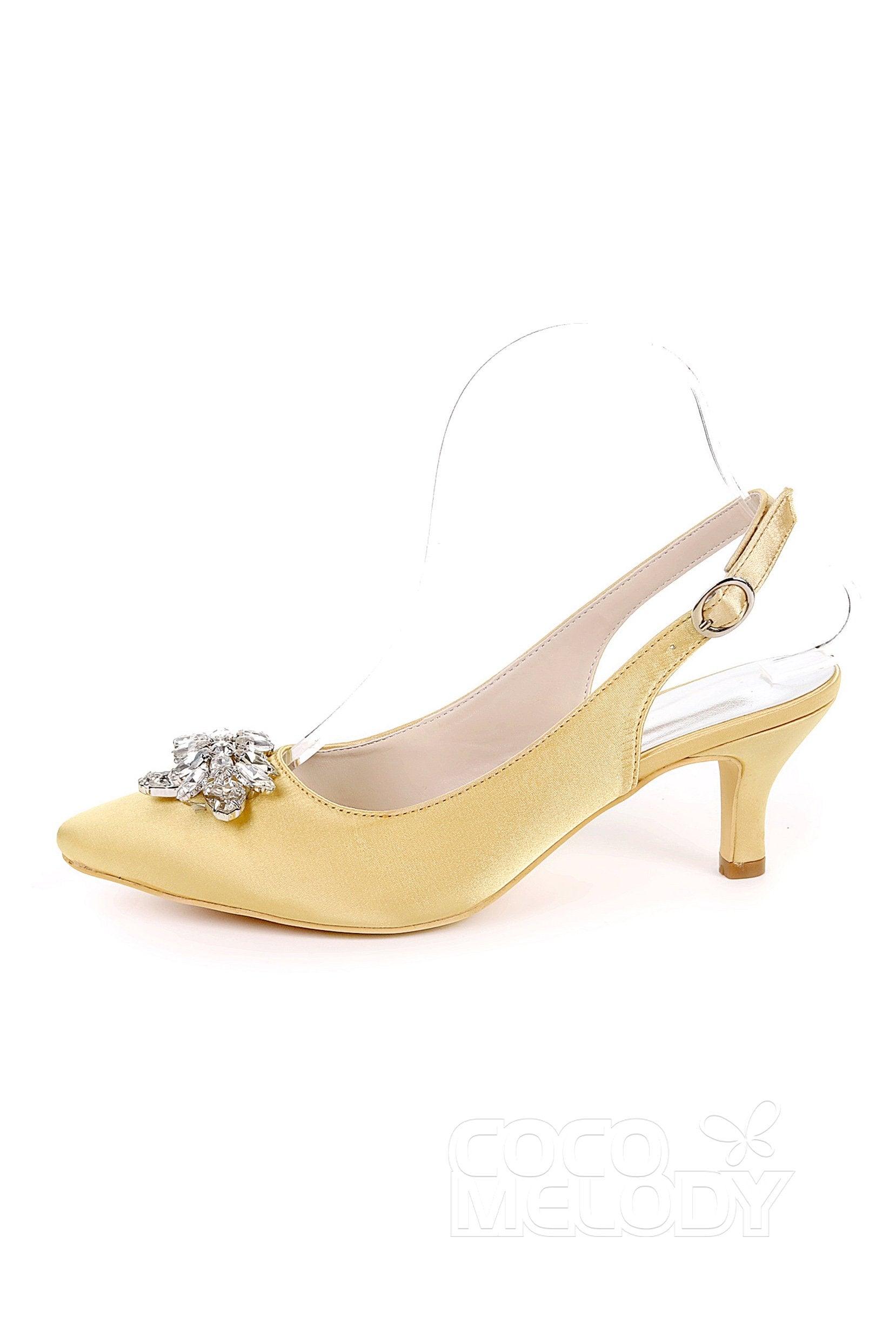 Low Heel Silk-Like Sling Back Dress Shoes CK0064 - COCOMELODY