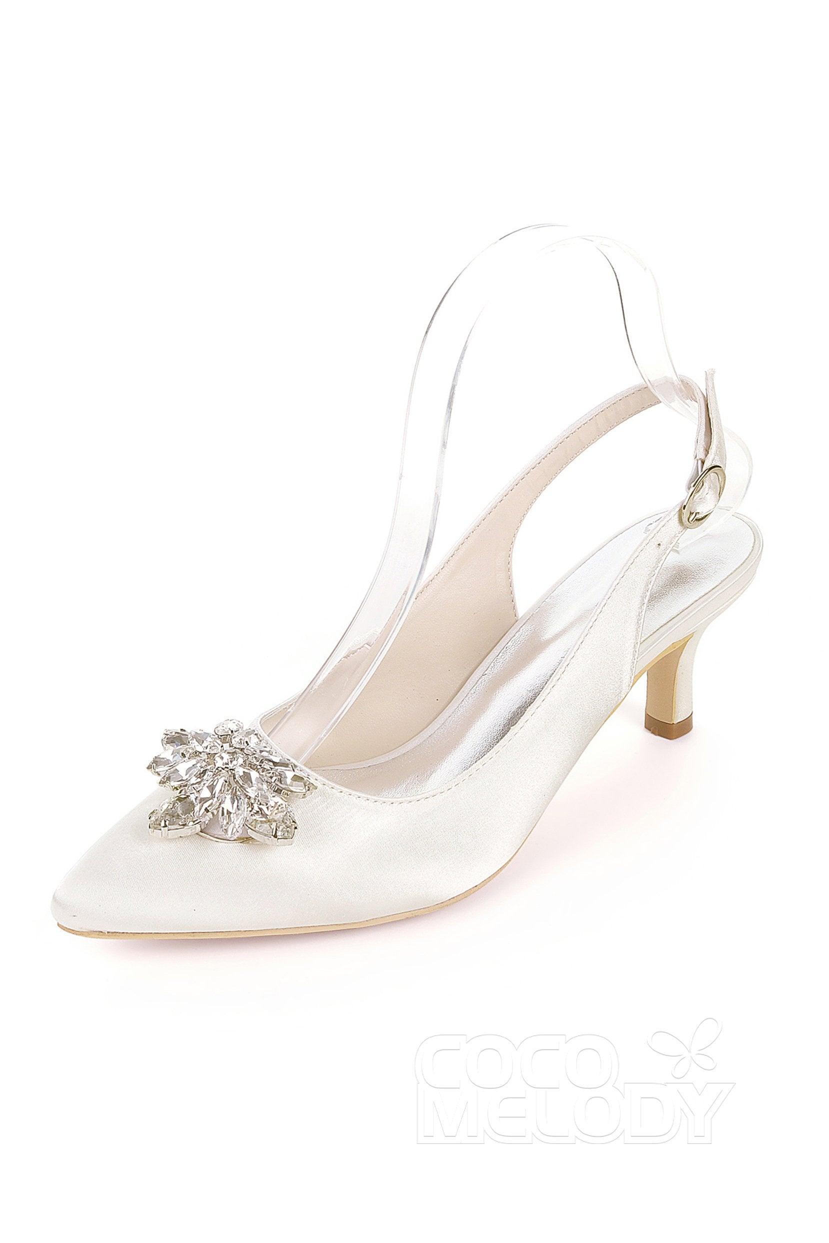 Low Heel Silk-Like Sling Back Dress Shoes CK0064 - COCOMELODY