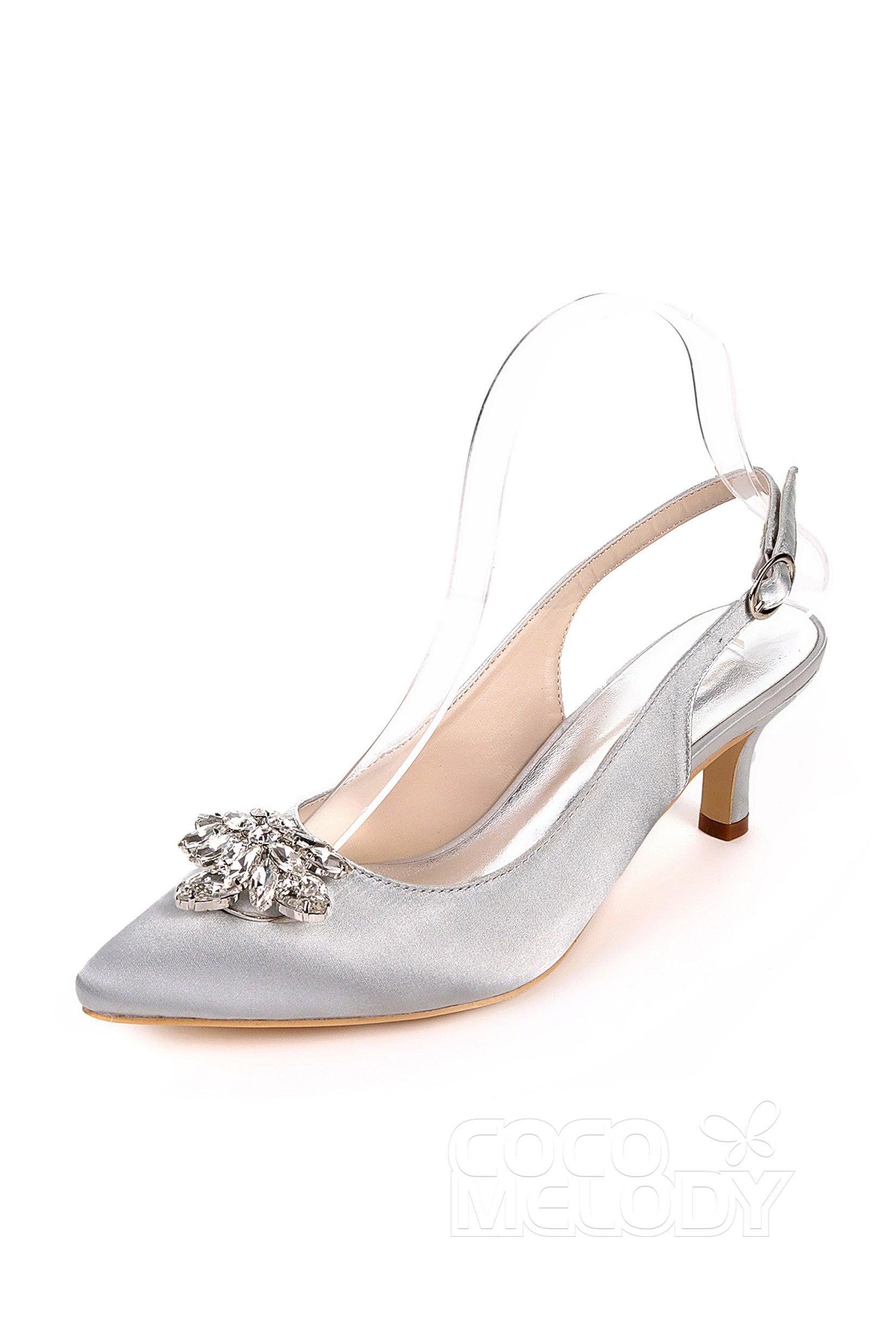 Low Heel Silk-Like Sling Back Dress Shoes CK0064 - COCOMELODY