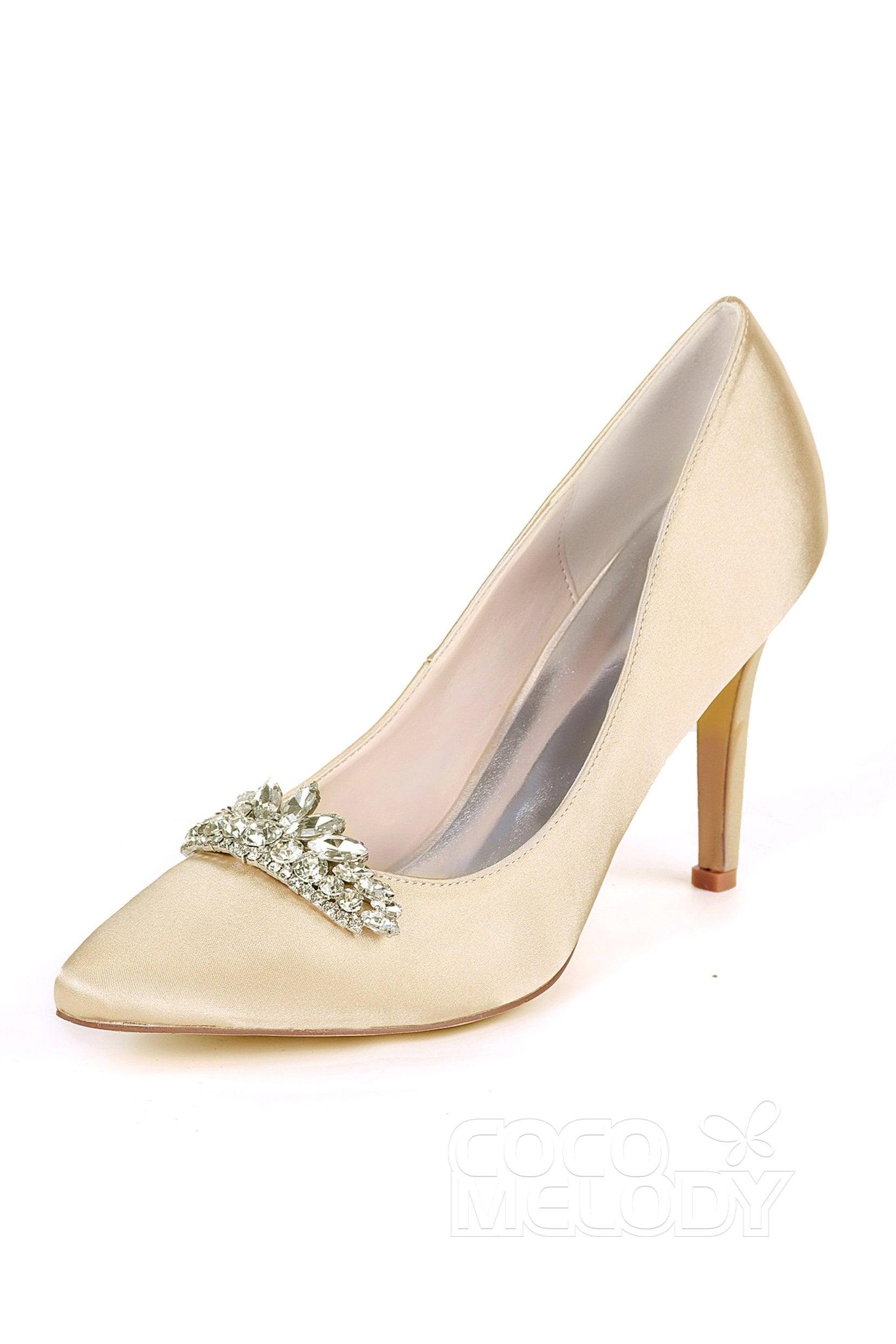 Stiletto Heel Silk-Like Heels Bridal Shoes CK0067 - COCOMELODY