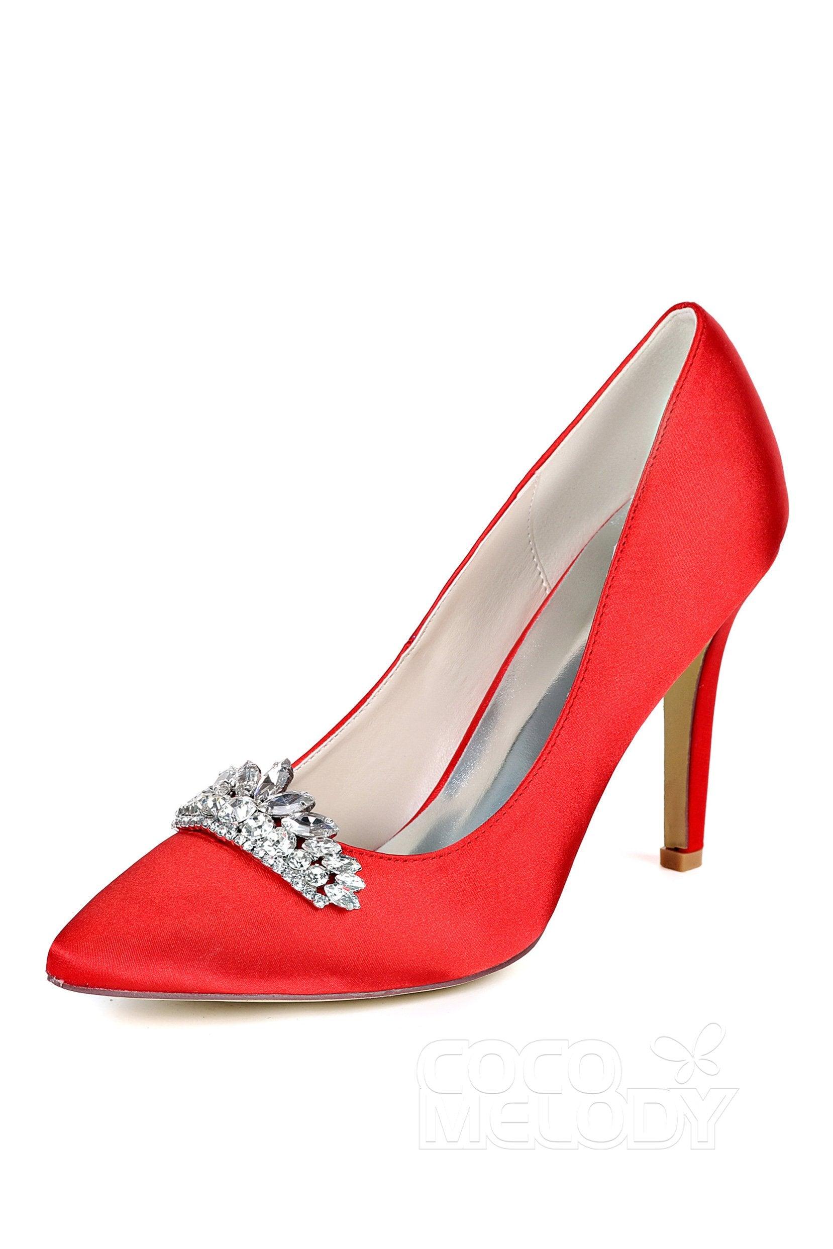 Stiletto Heel Silk-Like Heels Bridal Shoes CK0067 - COCOMELODY