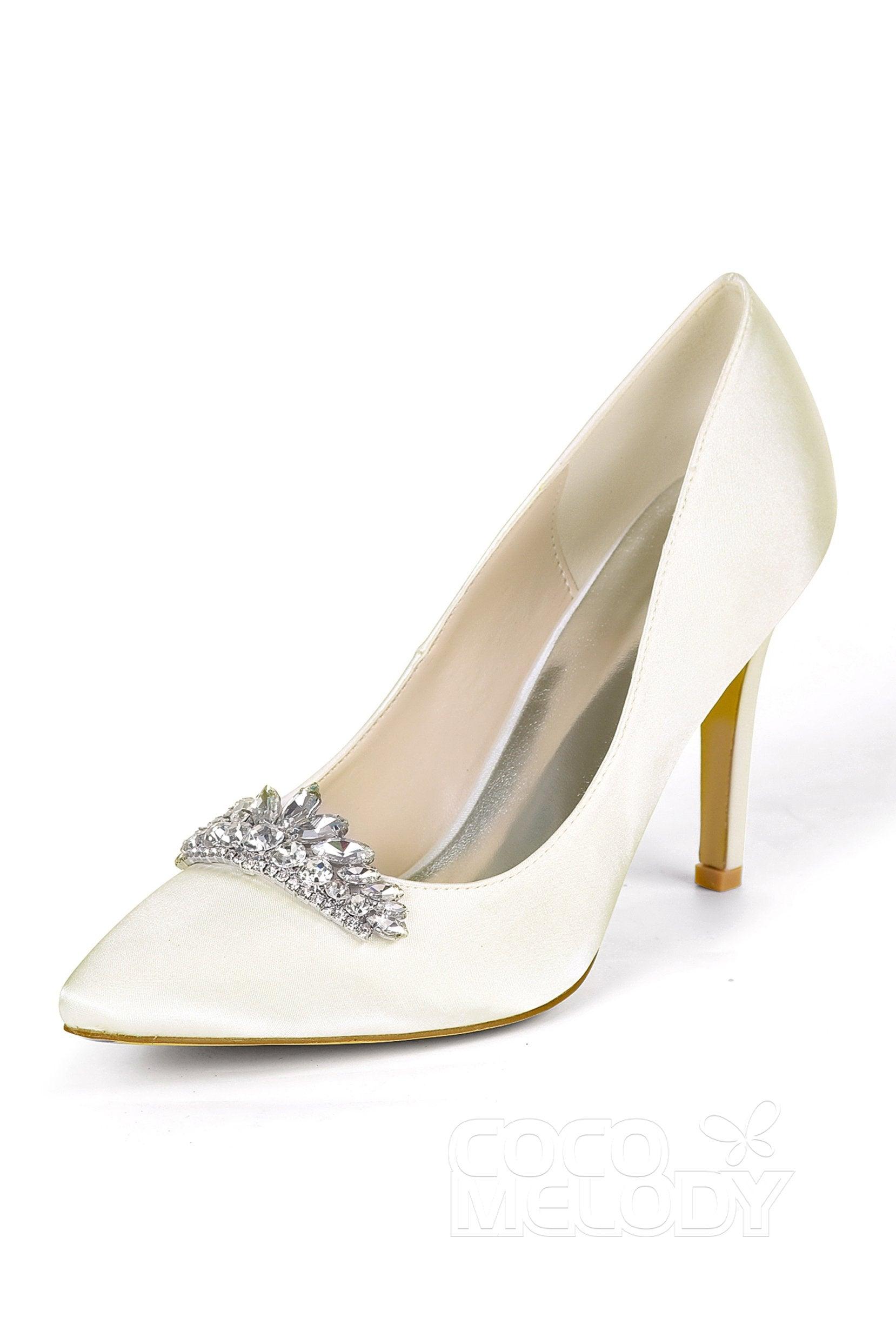 Stiletto Heel Silk-Like Heels Bridal Shoes CK0067 - COCOMELODY