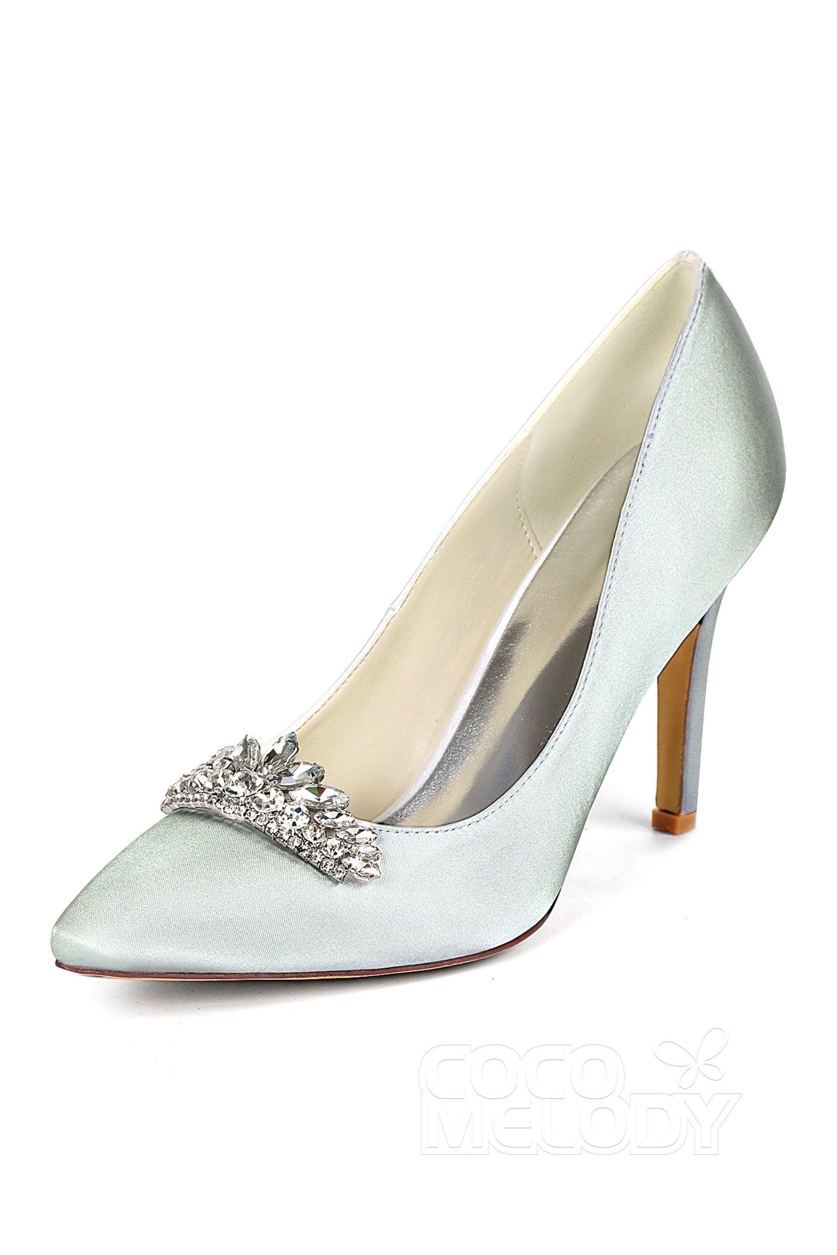 Stiletto Heel Silk-Like Heels Bridal Shoes CK0067 - COCOMELODY