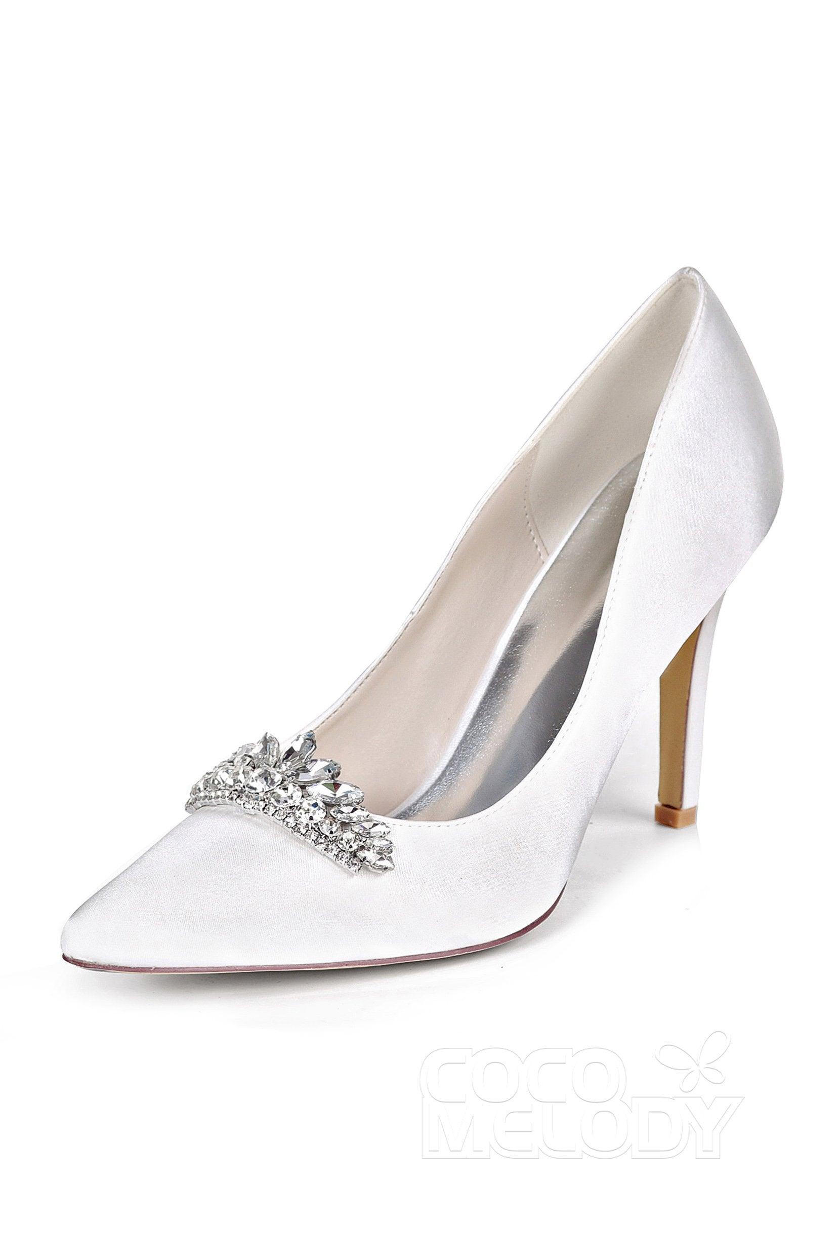 Stiletto Heel Silk-Like Heels Bridal Shoes CK0067 - COCOMELODY