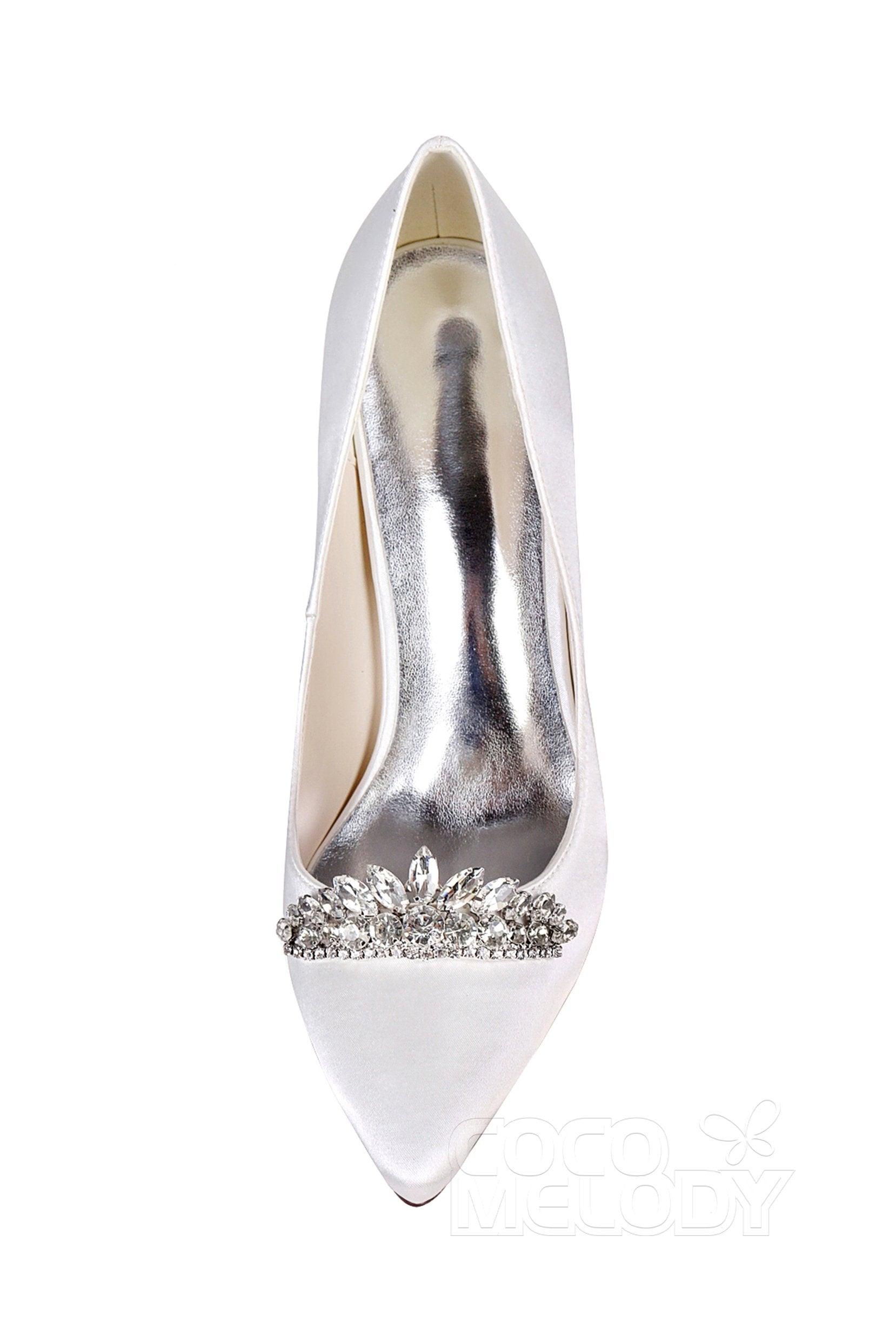 Stiletto Heel Silk-Like Heels Bridal Shoes CK0067 - COCOMELODY