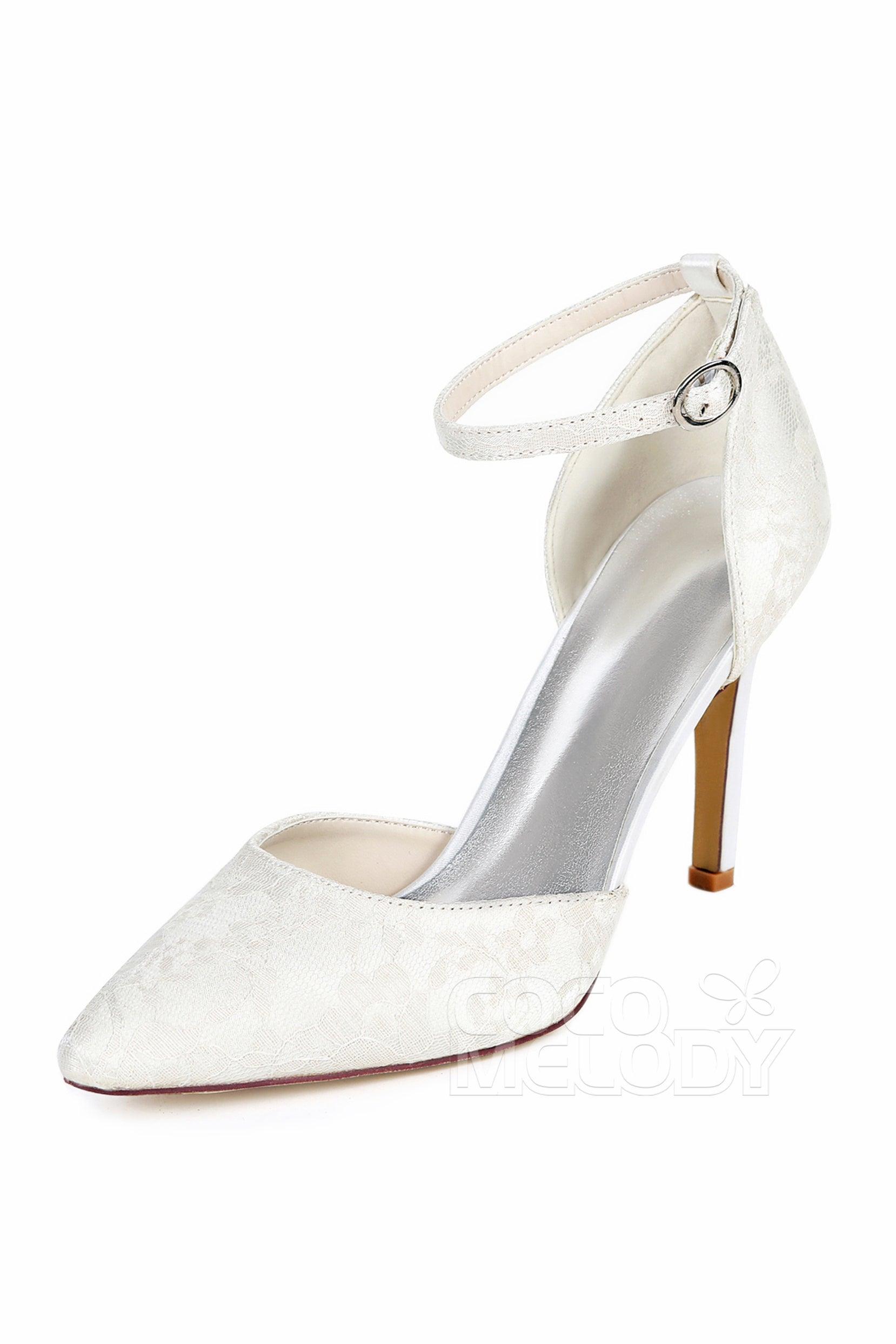 Stiletto Heel Lace Heels Bridal Shoes CK0068 - COCOMELODY