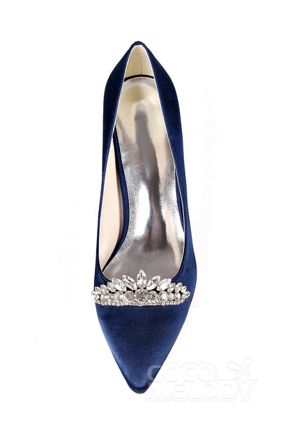 Low Heel Silk-Like Pointed Toe Wedding shoes CK0072