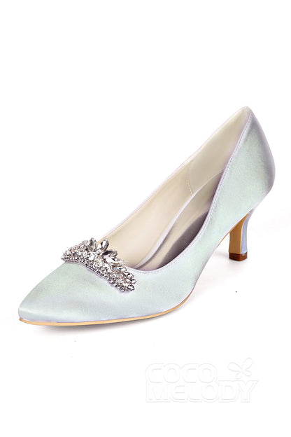 Low Heel Silk-Like Pointed Toe Wedding shoes CK0072