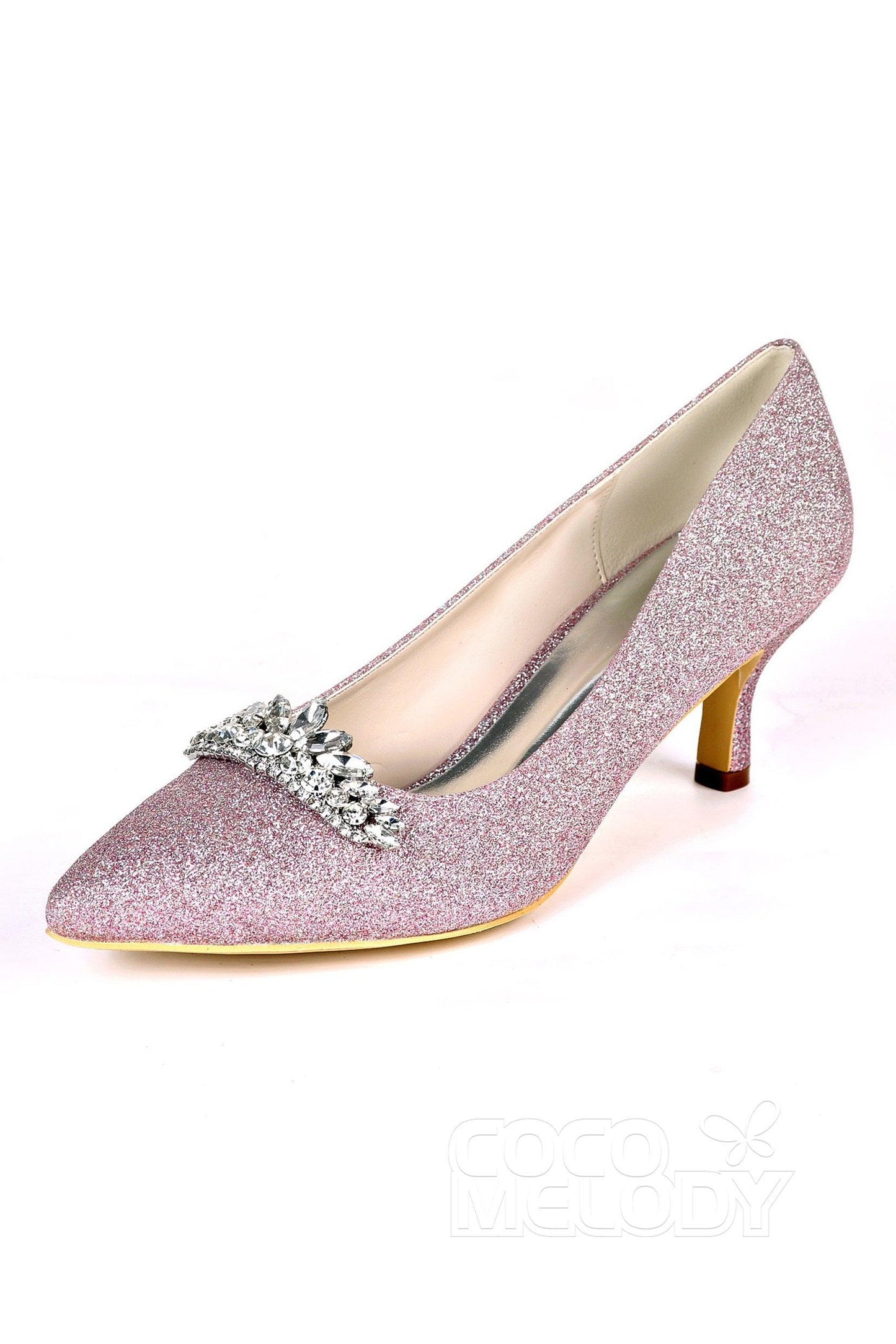Low Heel Sparkling Pointed Toe Wedding shoes CK0075 - COCOMELODY
