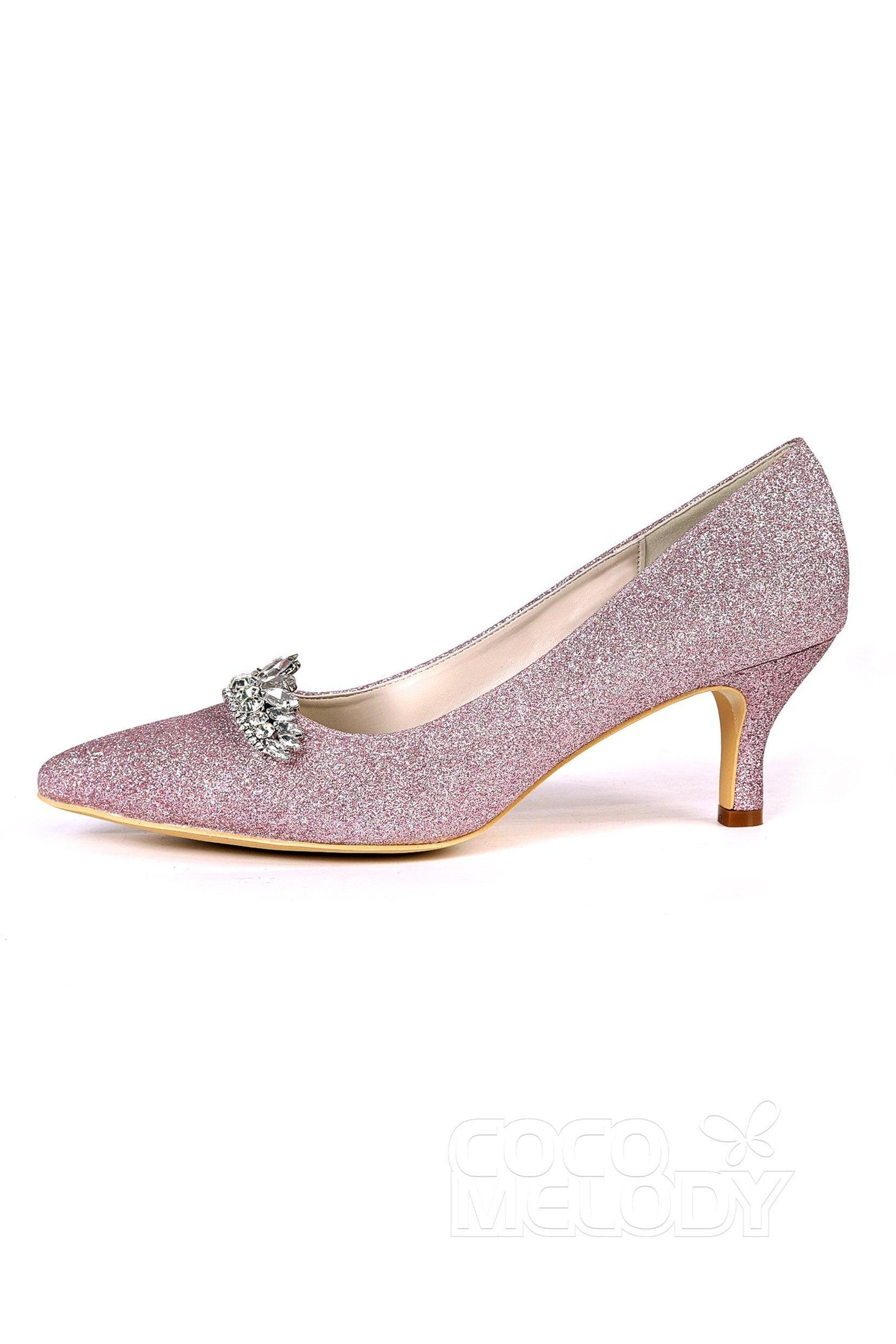 Low Heel Sparkling Pointed Toe Wedding shoes CK0075 - COCOMELODY