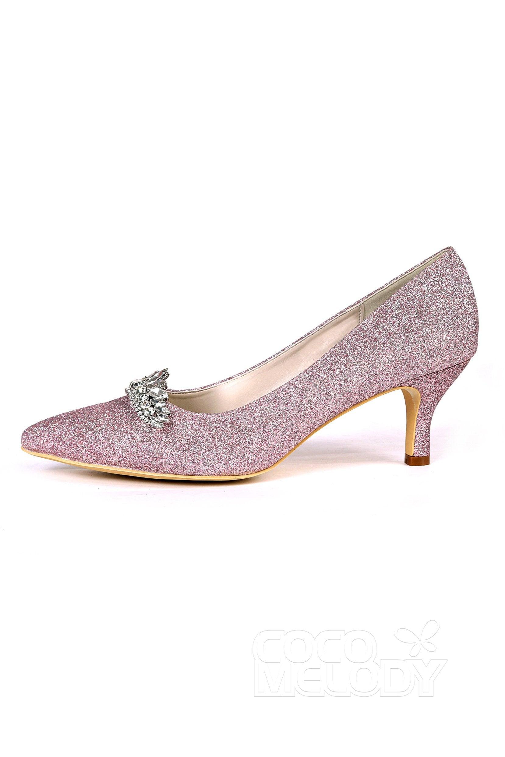 Low Heel Sparkling Pointed Toe Wedding shoes CK0075 - COCOMELODY