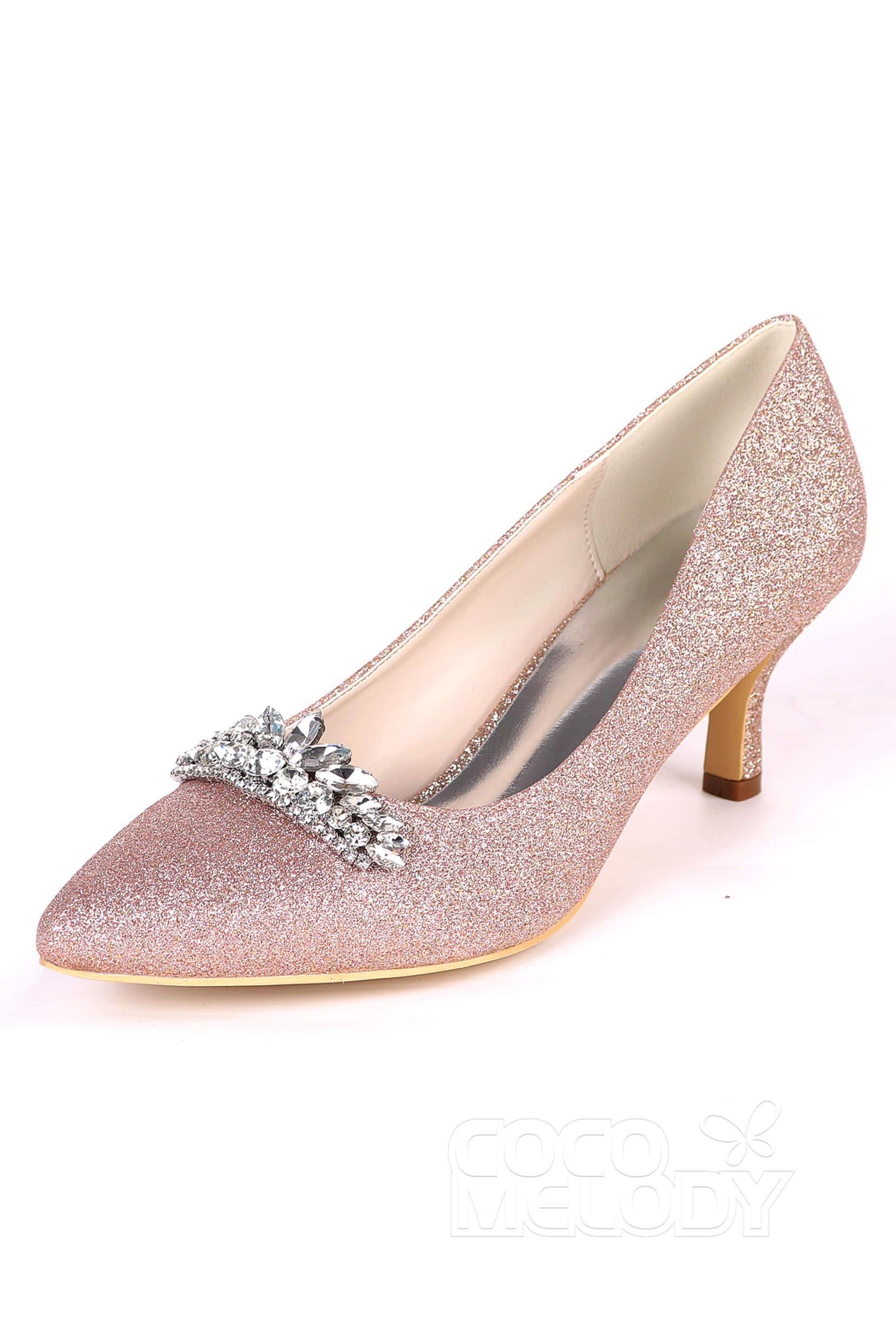 Low Heel Sparkling Pointed Toe Wedding shoes CK0075 - COCOMELODY