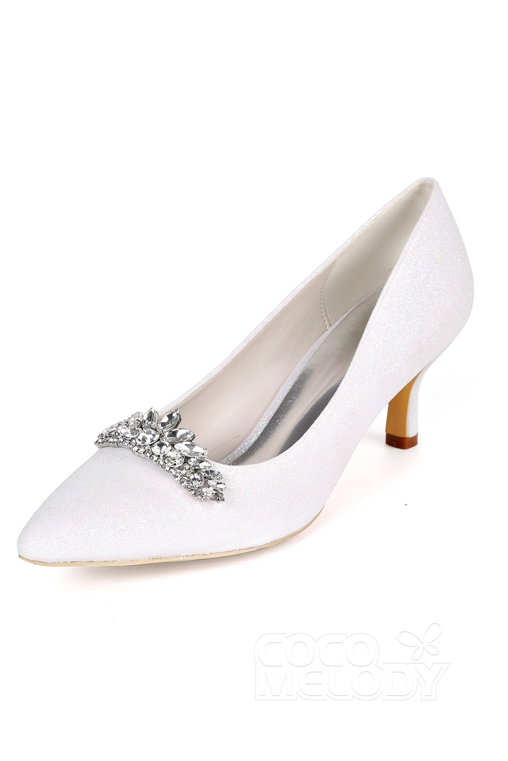 Low Heel Sparkling Pointed Toe Wedding shoes CK0075 - COCOMELODY