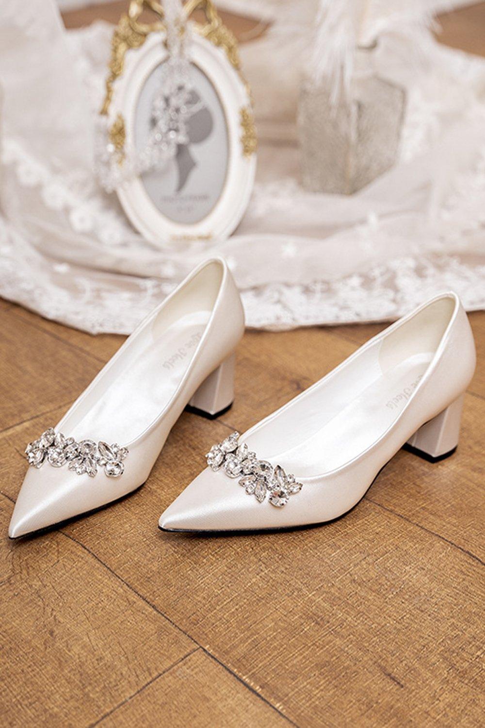 Chunky Heel 5cm Satin Heels Bridal Shoes CK0107