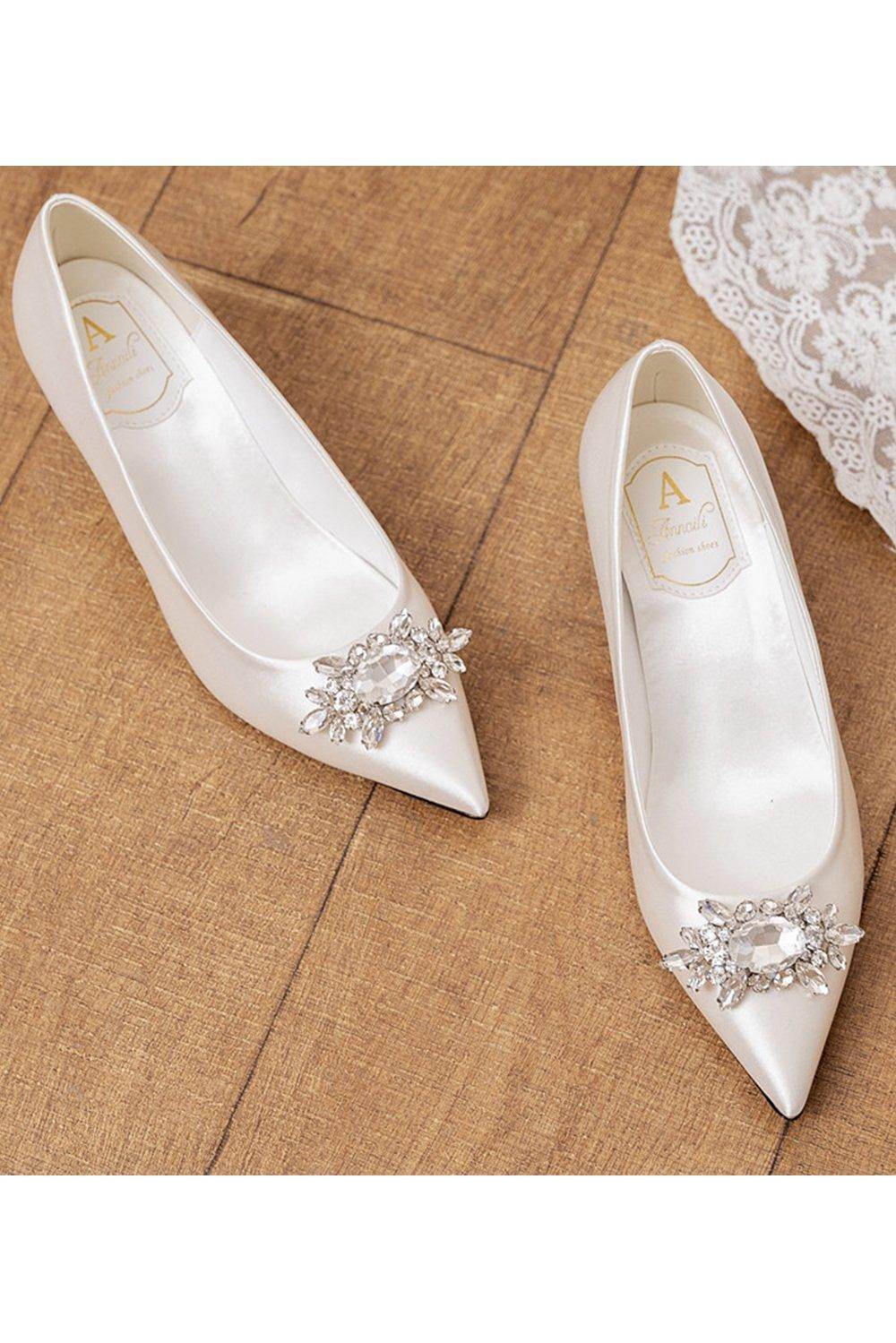 Stiletto Heel 5cm Satin Heels Bridal Shoes COCOMELODY CK0109, 7 Days / White / EUR34-UK3-US5