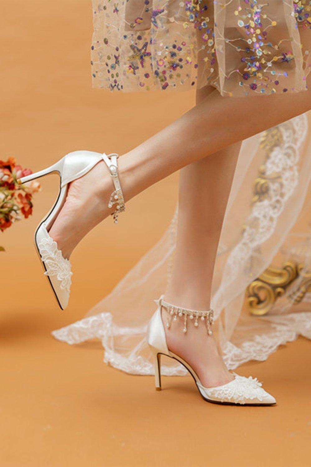 Stiletto Heel 9cm Satin Heels Bridal Shoes CK0110 - COCOMELODY
