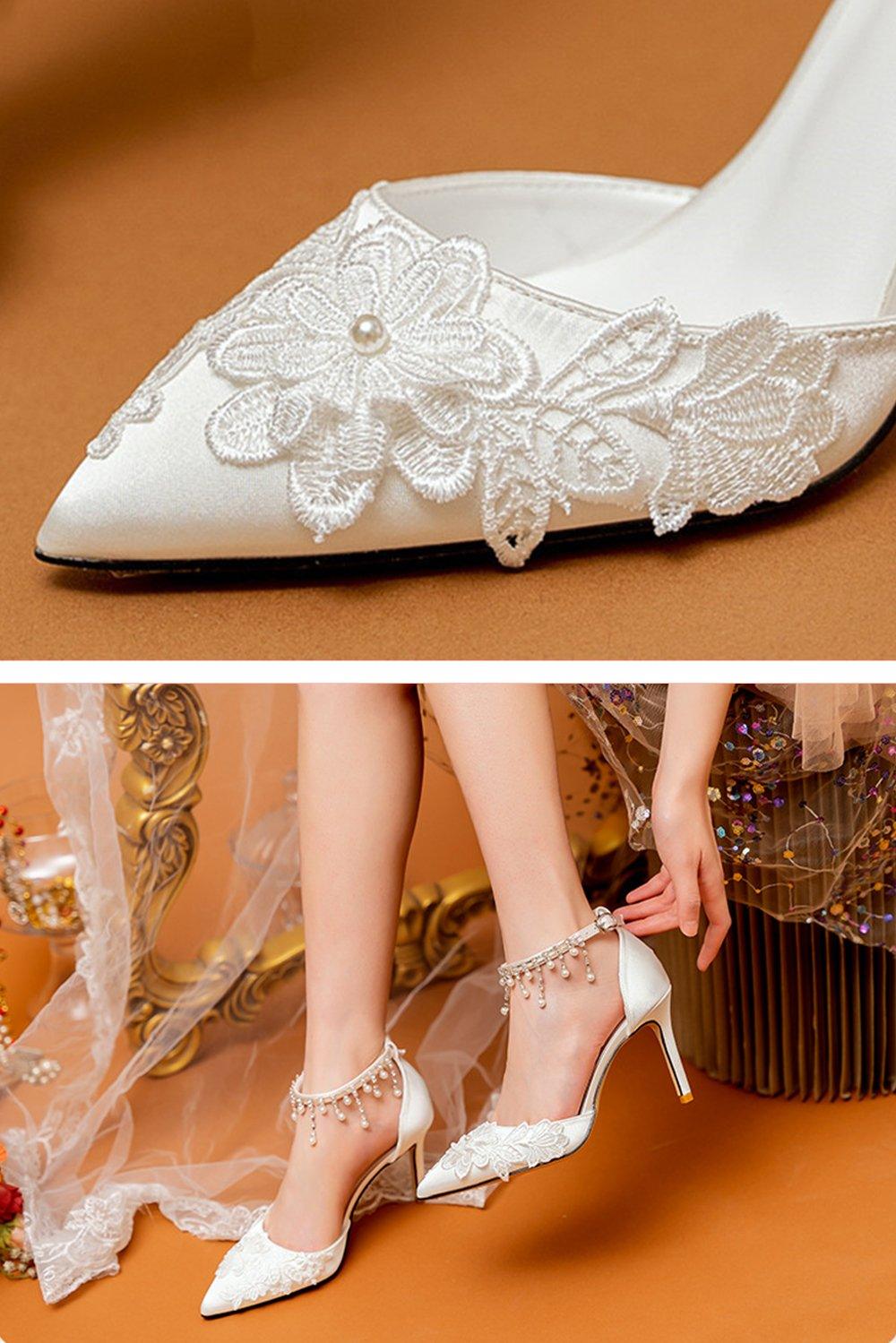 Stiletto Heel 9cm Satin Heels Bridal Shoes CK0110 - COCOMELODY