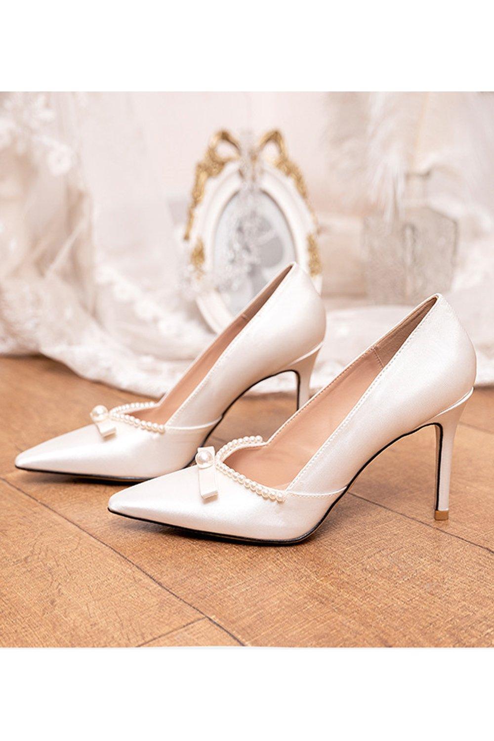 Stiletto Heel 9cm Satin Heels Bridal Shoes CK0112 - COCOMELODY