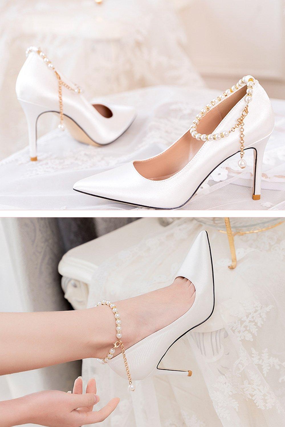 Stiletto Heel 9cm Satin Heels Bridal Shoes CK0114 - COCOMELODY