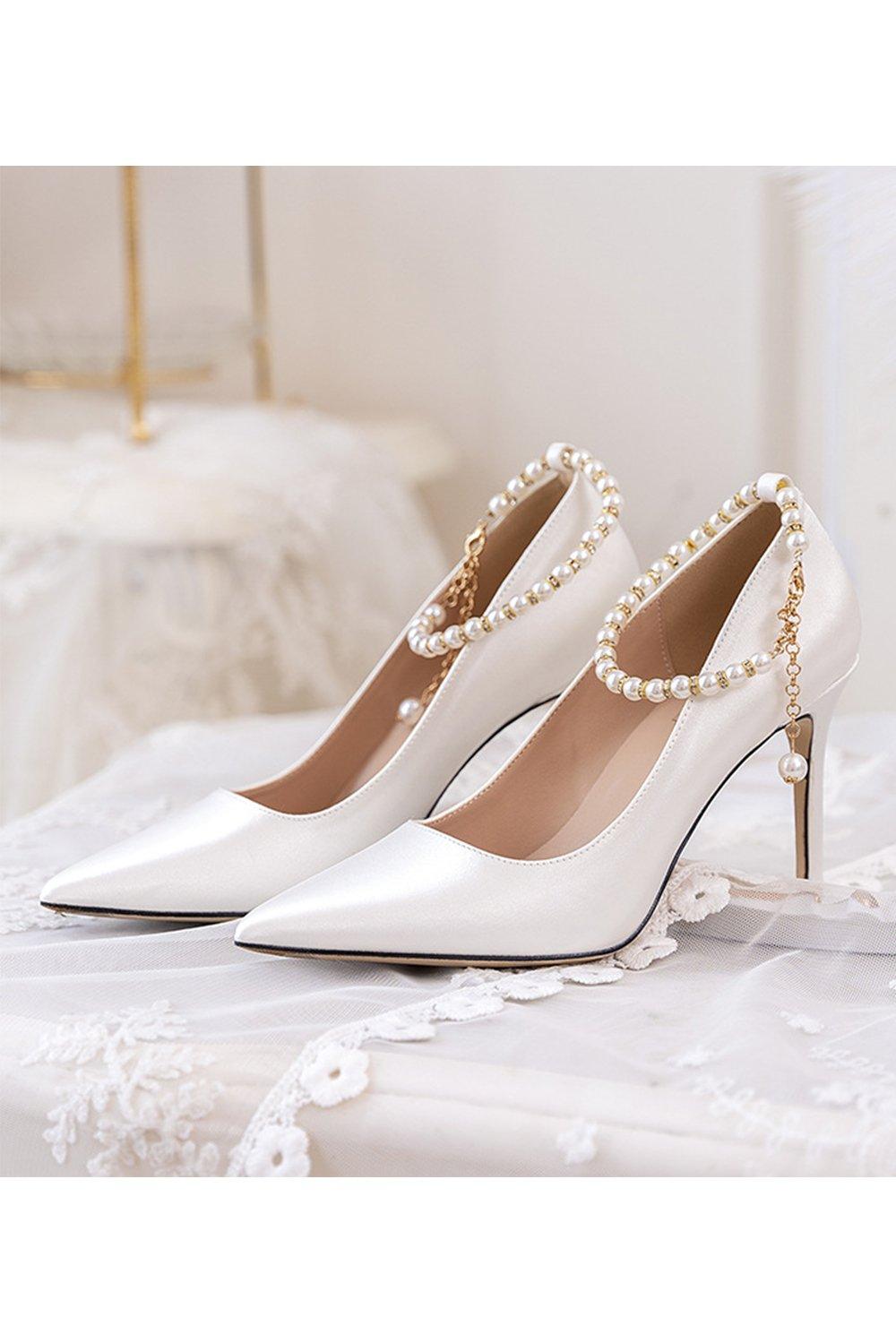 Stiletto Heel 9cm Satin Heels Bridal Shoes CK0114 - COCOMELODY