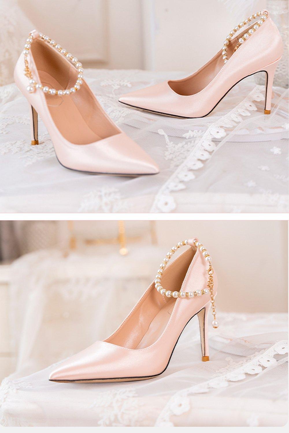 Stiletto Heel 9cm Satin Heels Bridal Shoes CK0114 - COCOMELODY