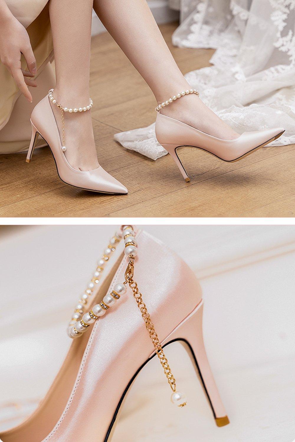 Stiletto Heel 9cm Satin Heels Bridal Shoes CK0114 - COCOMELODY