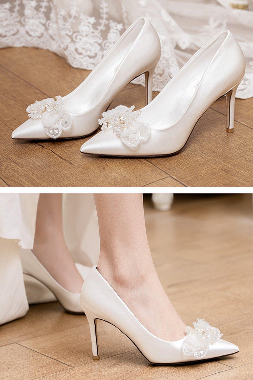 Stiletto Heel 9cm Satin Heels Bridal Shoes CK0118 - COCOMELODY