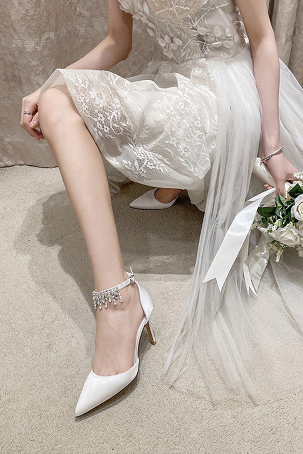 Stiletto Heel 9cm Satin Heels Bridal Shoes CK0119 - COCOMELODY