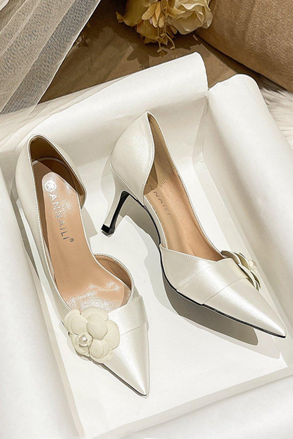 Stiletto Heel 7cm Satin Heels Bridal Shoes CK0122 - COCOMELODY