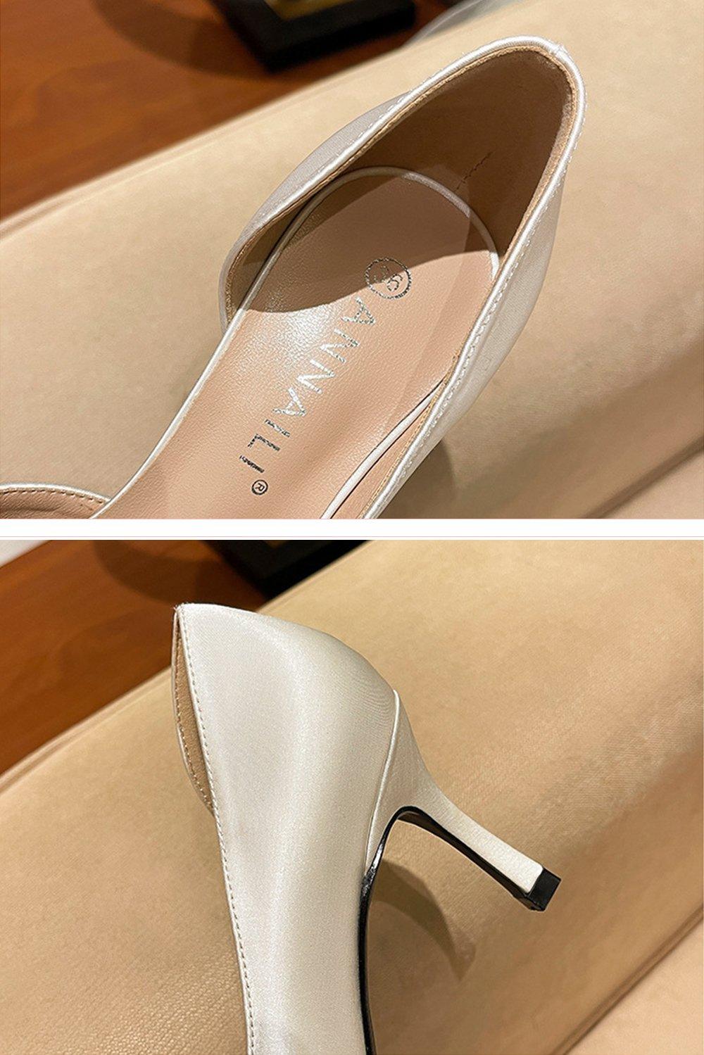 Stiletto Heel 7cm Satin Heels Bridal Shoes CK0122 - COCOMELODY